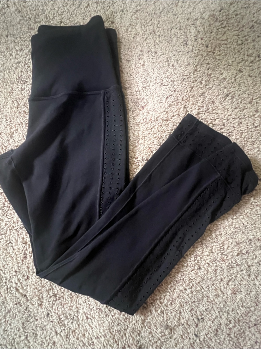 Prana Black Leggings with side detail